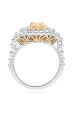 18K White Gold Fancy Yellow Diamond  Engagement Ring, YDC: 0.63ct, D: 1.26ct