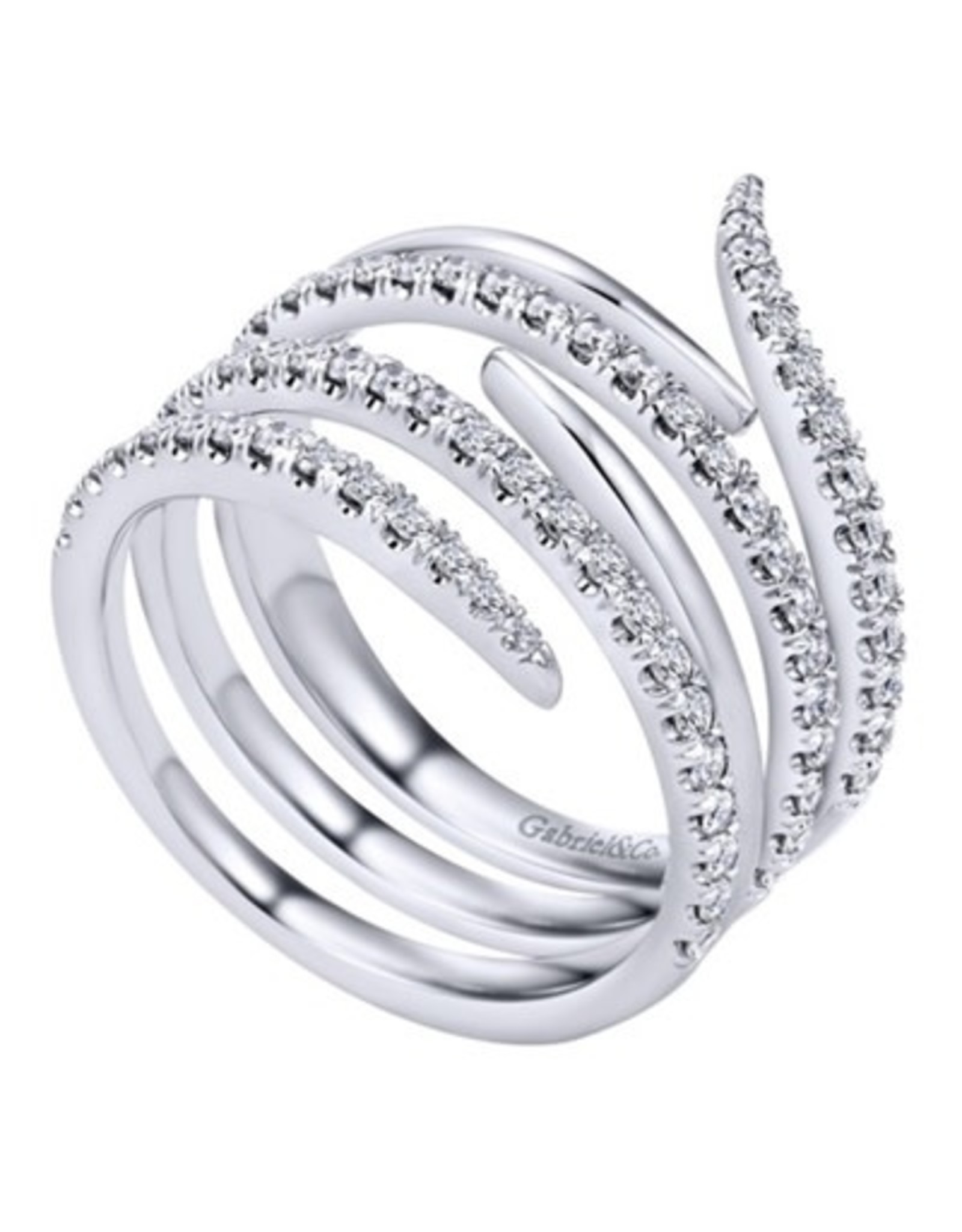 14K White Gold Diamond Wrap Ring, D: 0.75ct