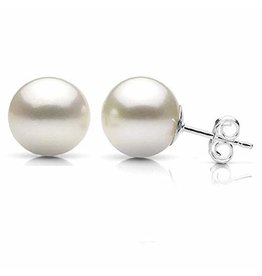 14K W/G 7.5mm Akoya Cultured Pearl Stud Earrings