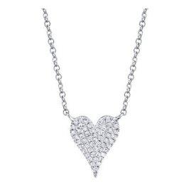 14K W/G Petite Pave Diamond Heart Necklace