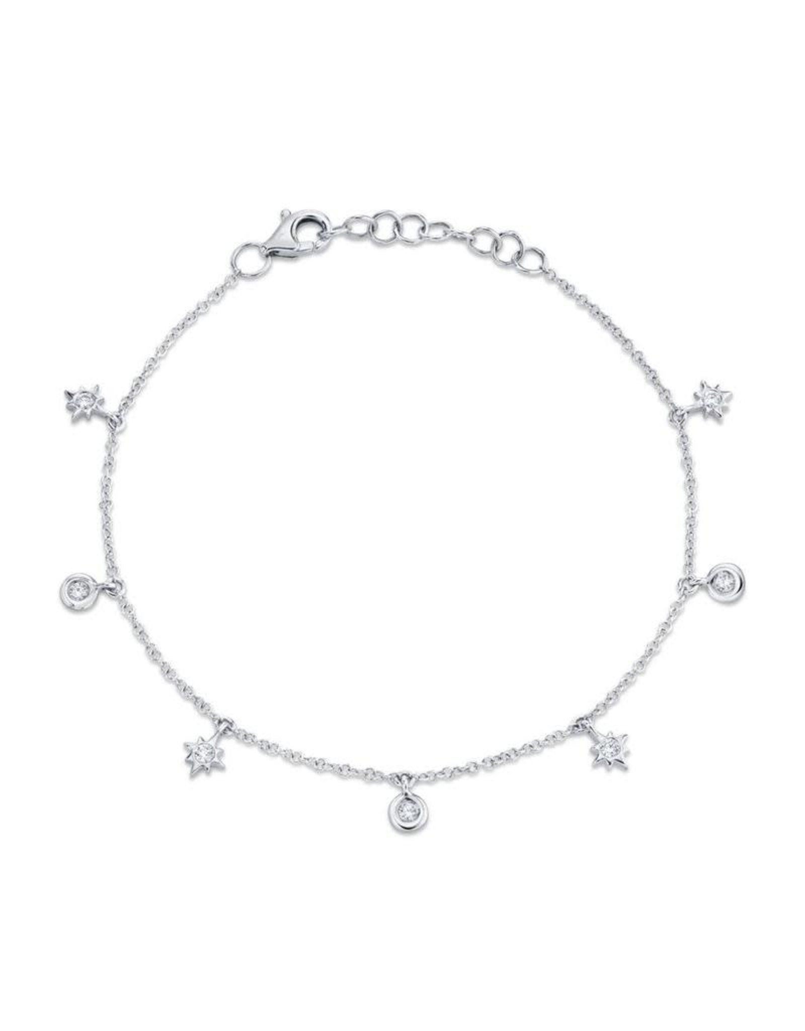 14K White Gold Diamond Charm Bracelet White Gold