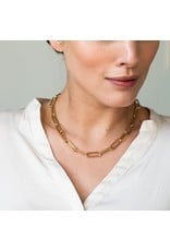 Large Yellow Gold Plated Paperclip Necklace- 3937SY/48