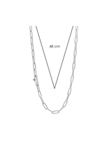 Small Link Silver Paperclip Necklace- 3947ZI/48