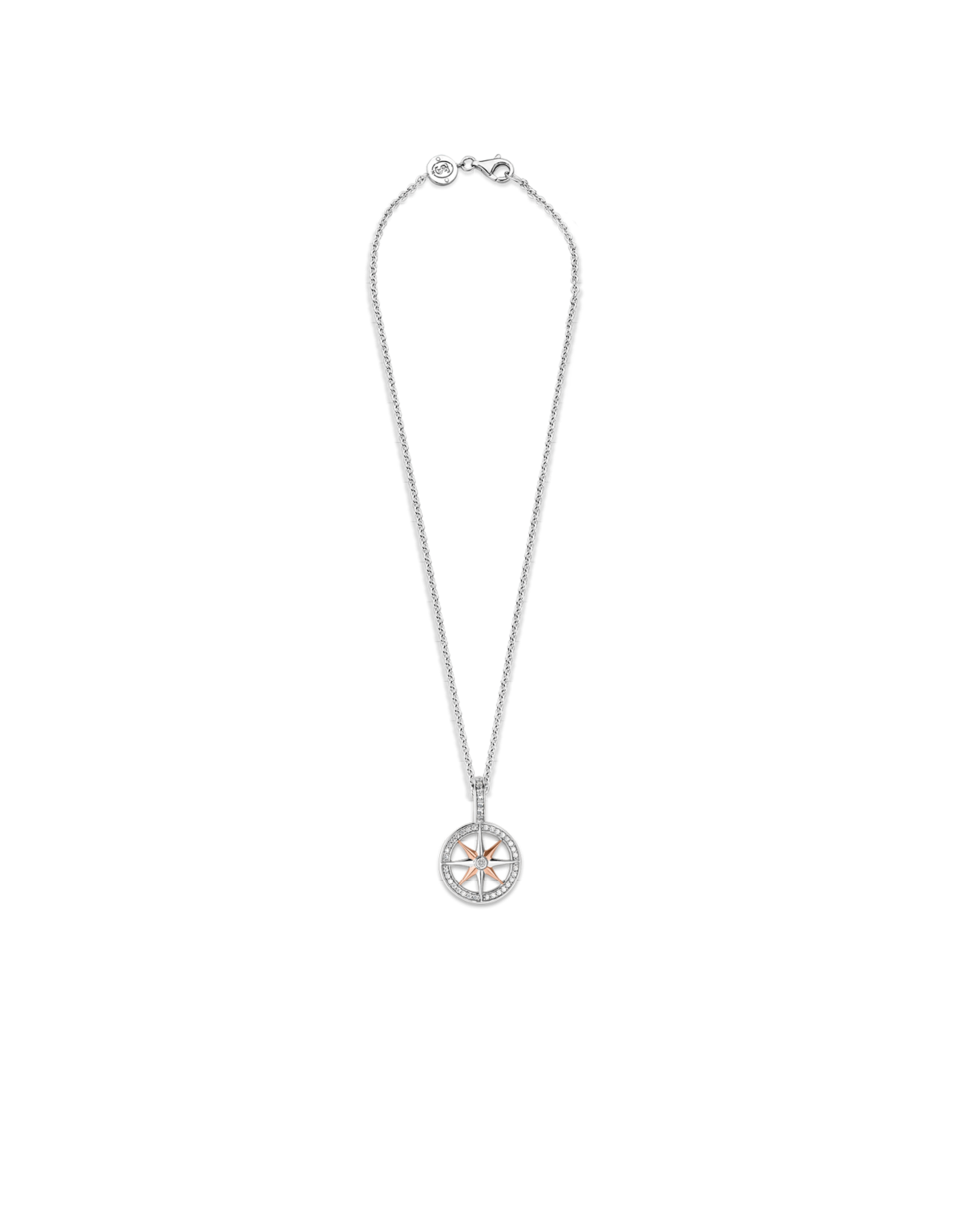 Small Two Tone Rose Gold Compass Pendant- 6769ZR