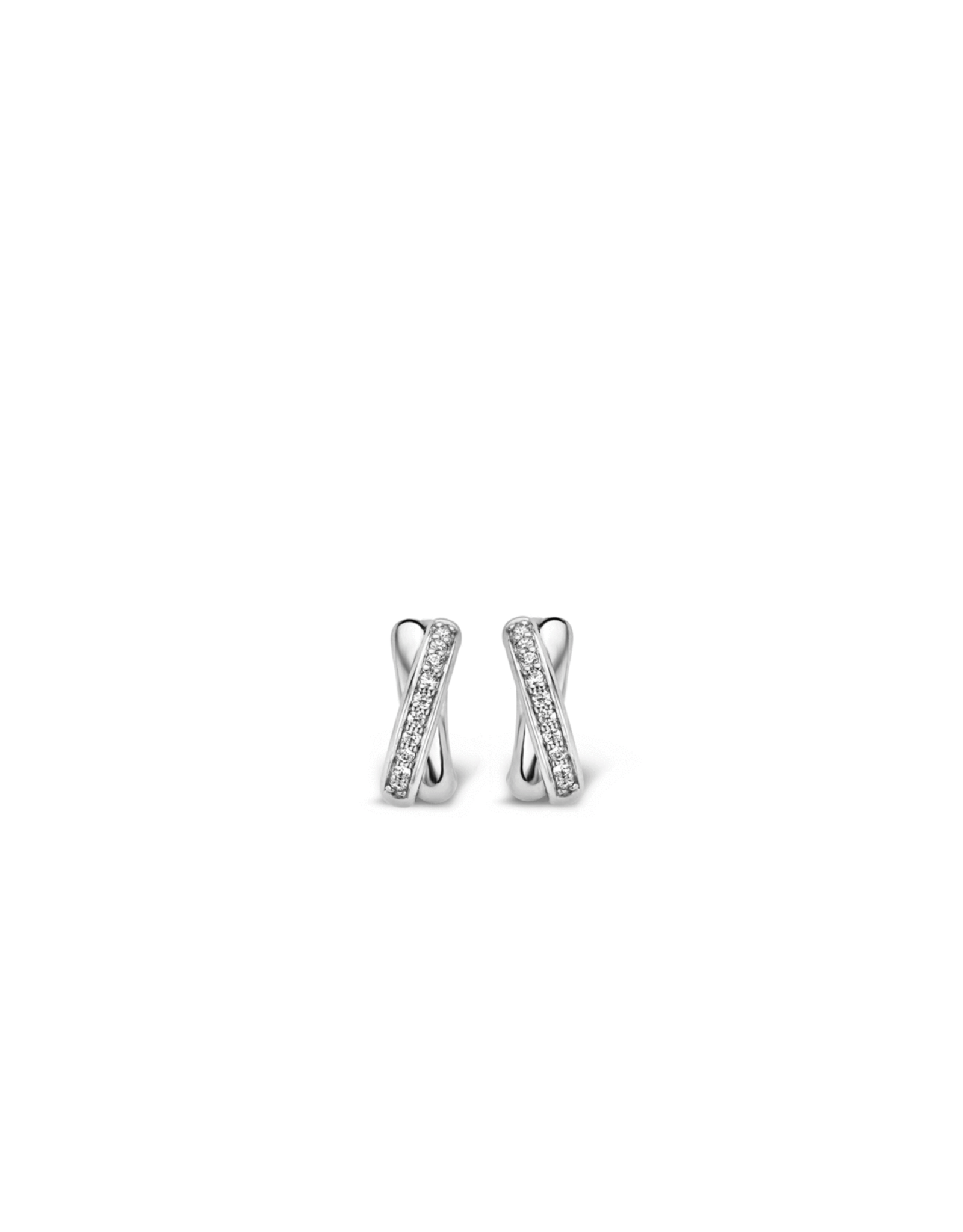 Silver and Zirconia "X" Huggie Earrings- 7667