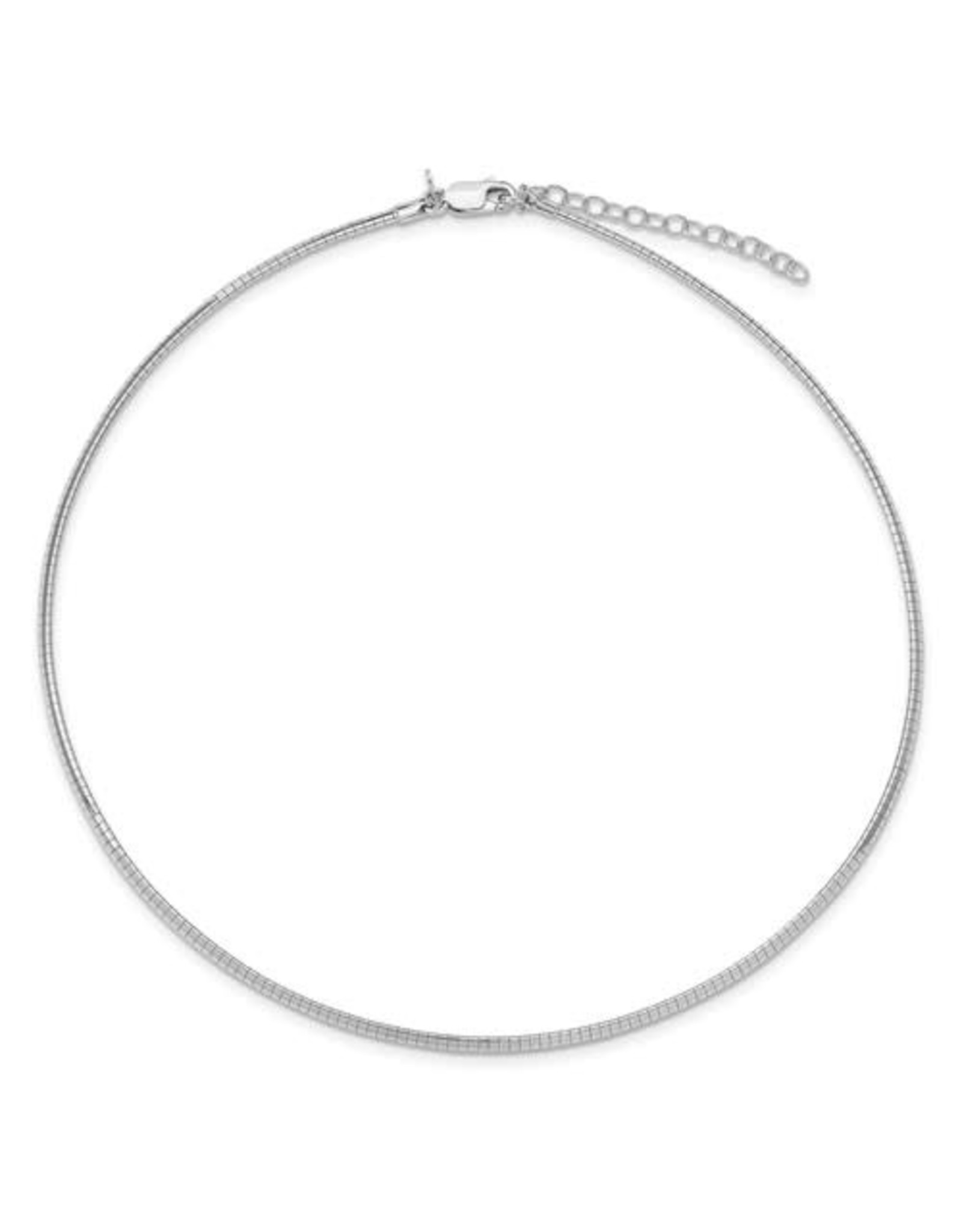 Sterling Silver 2mm Flat Omega Necklace, 16" + ext