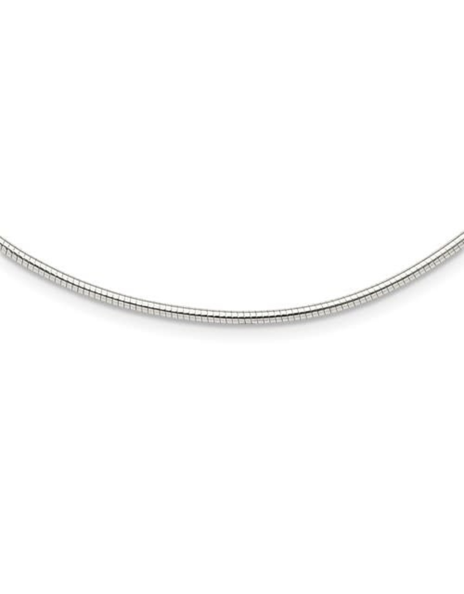 Sterling Silver Round Omega Necklace, 16" + ext