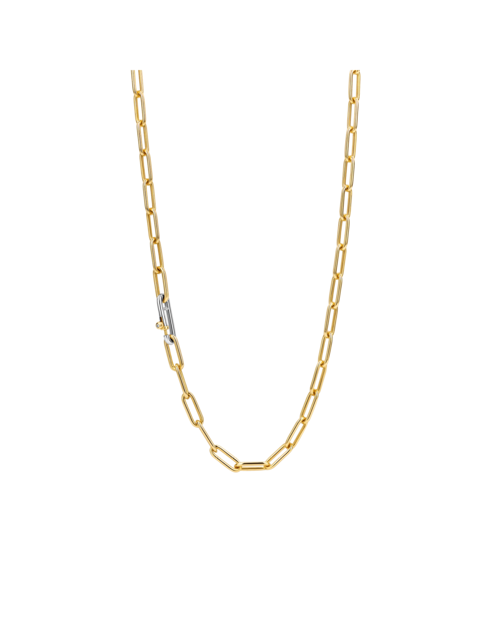 Small Yellow Gold Plated Paperclip Necklace- 3947SY/48