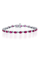 14K White Gold Ruby and Diamond Tennis Bracelet, R: 7.42ct, D: 0.53ct