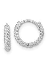 14K White Gold Twisted Rope Huggies, 0.40"