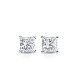 18K W/G Princess Cut Diamond Stud Earrings