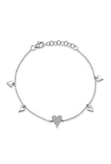 925 Silver Diamond Heart Bracelet Pave Diamond Jewelry, Handmade Oxidized Diamond Heart Bracelet Jewelry Pave Diamond Heart Bracelet