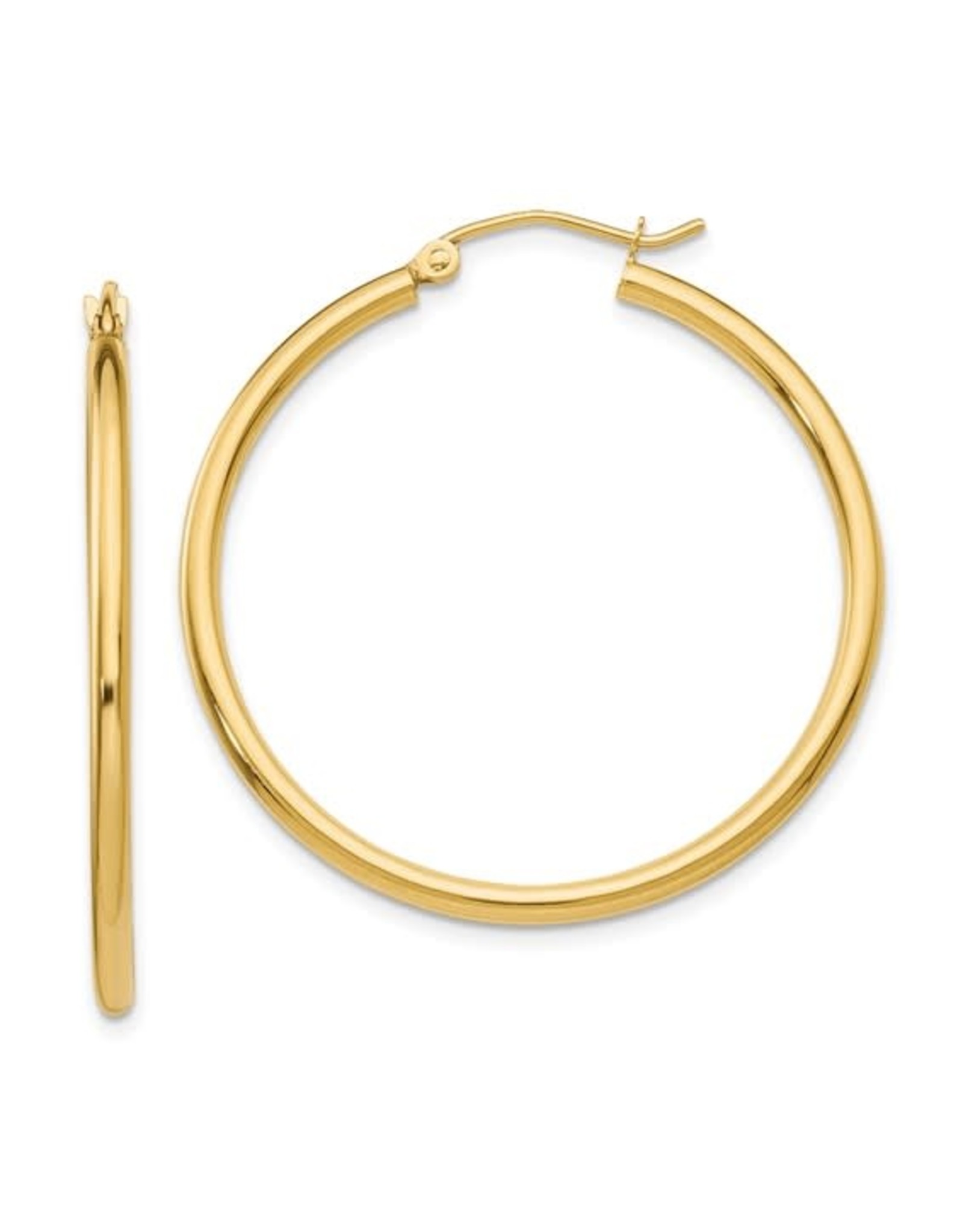 14K Yellow Gold Thin Hoop Earrings, 1.25", 1.45dwts