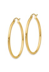 14K Yellow Gold Thin Hoop Earrings, 1.25", 1.45dwts