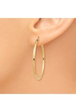 14K Yellow Gold Thin Hoop Earrings, 1.25", 1.45dwts