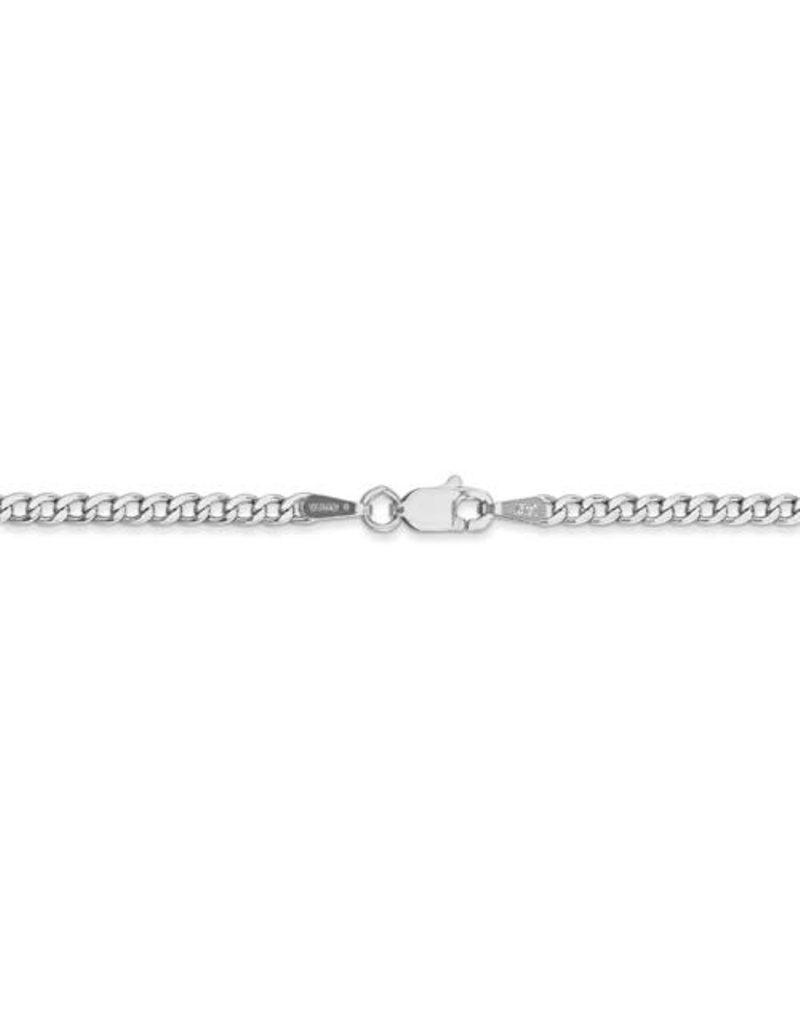 14K White Gold Semi-Solid Curb Link Chain Anklet, 10"