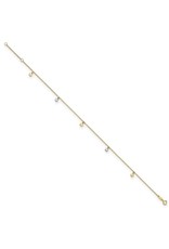 14K 2-tone Dangling Stars Anklet, 9" ext