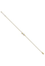 14K 2-tone Gold Triple Star Anklet, 9.5" ext