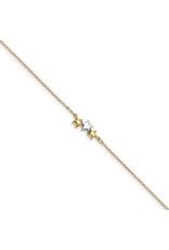 14K 2-tone Gold Triple Star Anklet, 9.5" ext