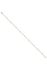 14K Yellow Gold Polished Heart Anklet, 10" ext