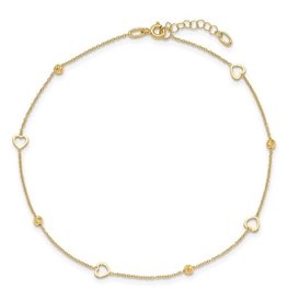 14K Y/G Polished Heart Anklet