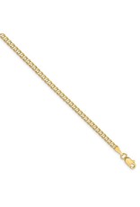 14K Yellow Gold Beveled Curb Link Anklet, 10"