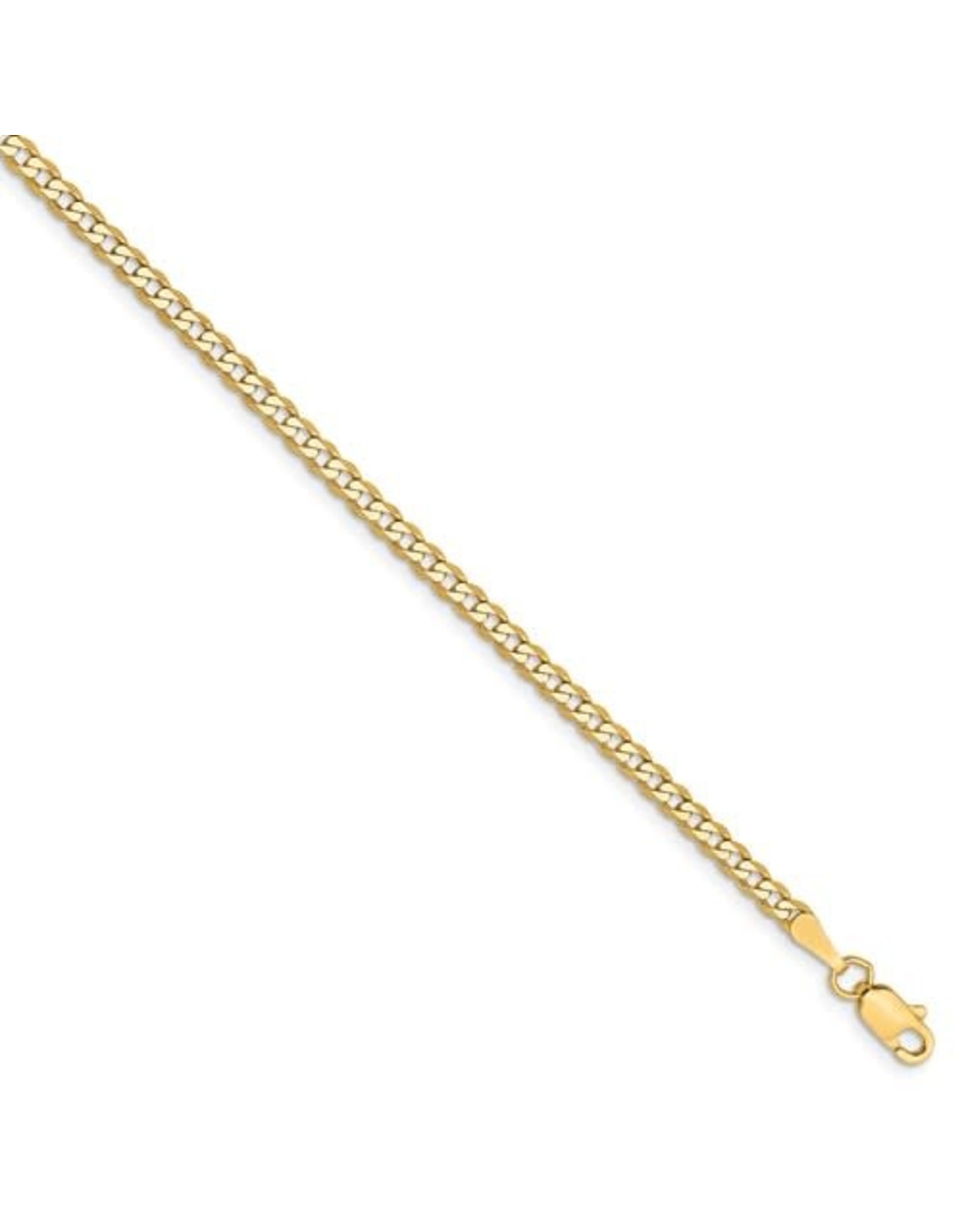 14K Yellow Gold Beveled Curb Link Anklet, 10"