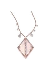 14K Rose Gold Chalcedony and Diamond Necklace, CH: 8.12ct, D: 0.84ct