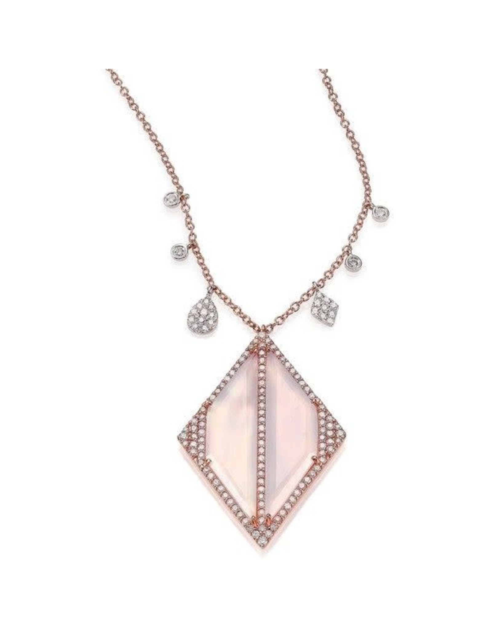 14K Rose Gold Chalcedony and Diamond Necklace, CH: 8.12ct, D: 0.84ct