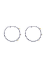 925 & 18K Yellow Gold Hammered Hoop Earrings, D: 0.07cts