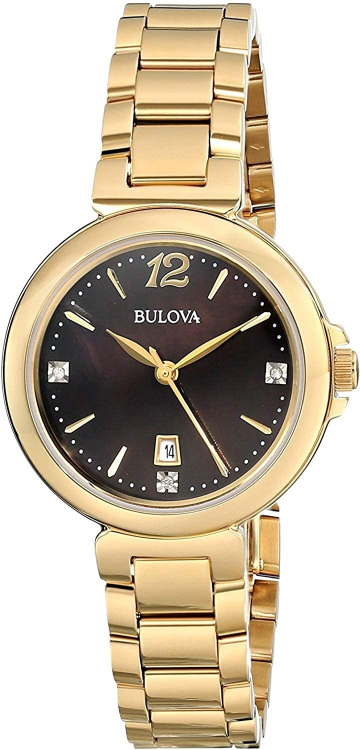 Ladies Bulova Diamond Accented Gold Tone Watch, 30mm - Snow's Jewelers ...