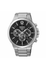 Mens Seiko Solar Chronograph Watch with Stainless Steel Band, 45mm