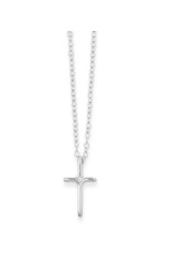 14K White Gold Baby Diamond Cross, D: 0.01ct