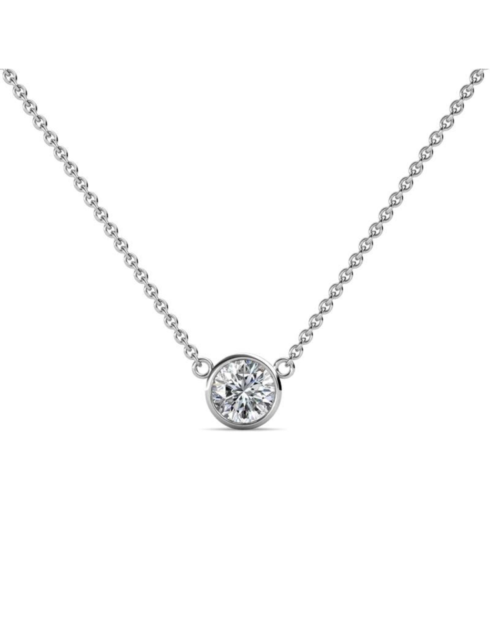 14K White Gold Diamond Solitaire Necklace, D: 0.60ct,  16"