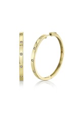 14K Yellow Gold Diamond Hoop Earrings, D: 0.19ct