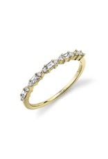 14K Yellow Gold Alternating Baguette and Round Stackable Ring, D: 0.25ct