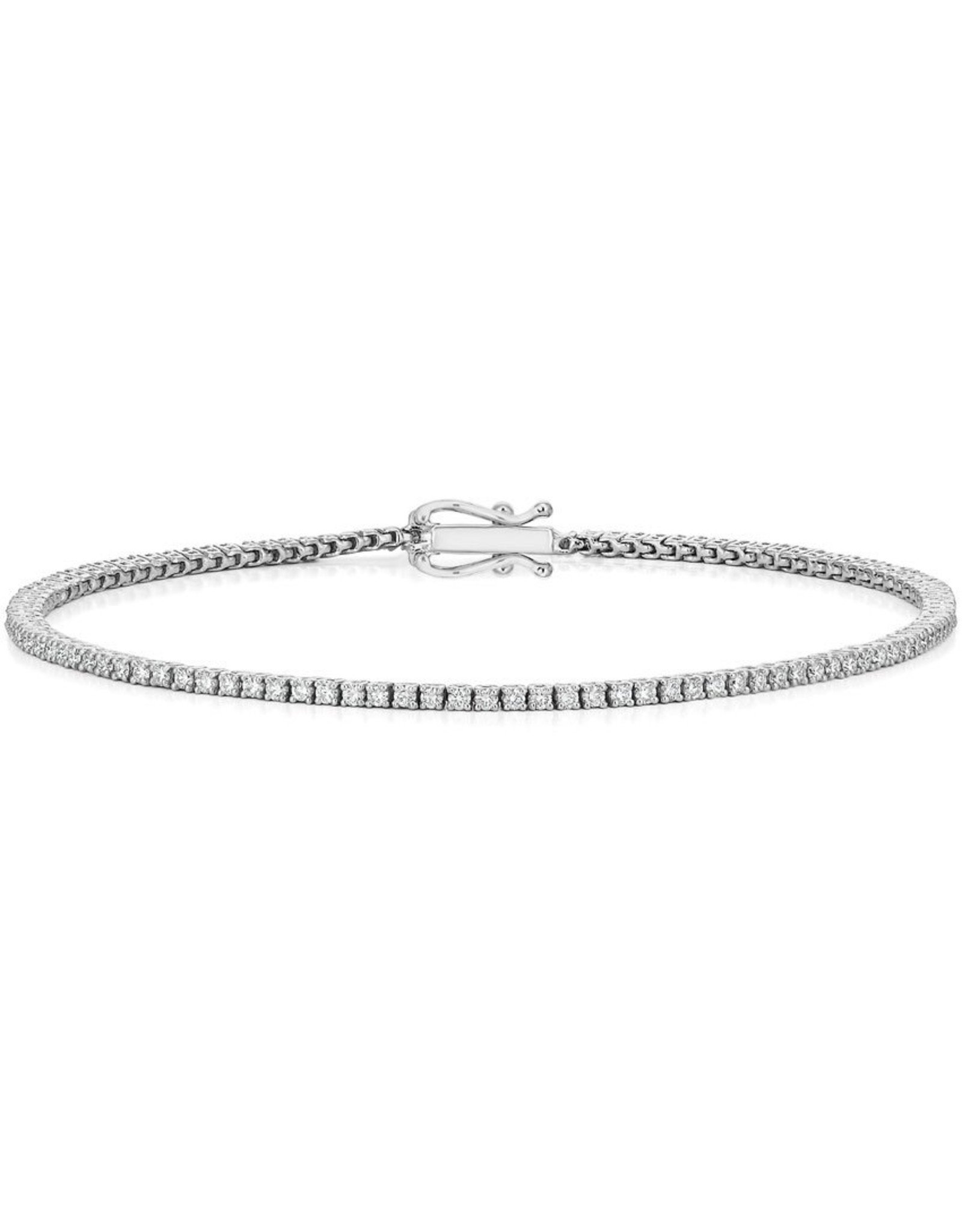 14K White Gold Dainty Diamond Tennis Bracelet, D: 1ct