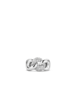Silver Miami Cuban Link Ring with Pave Zirconias- 1587ZI