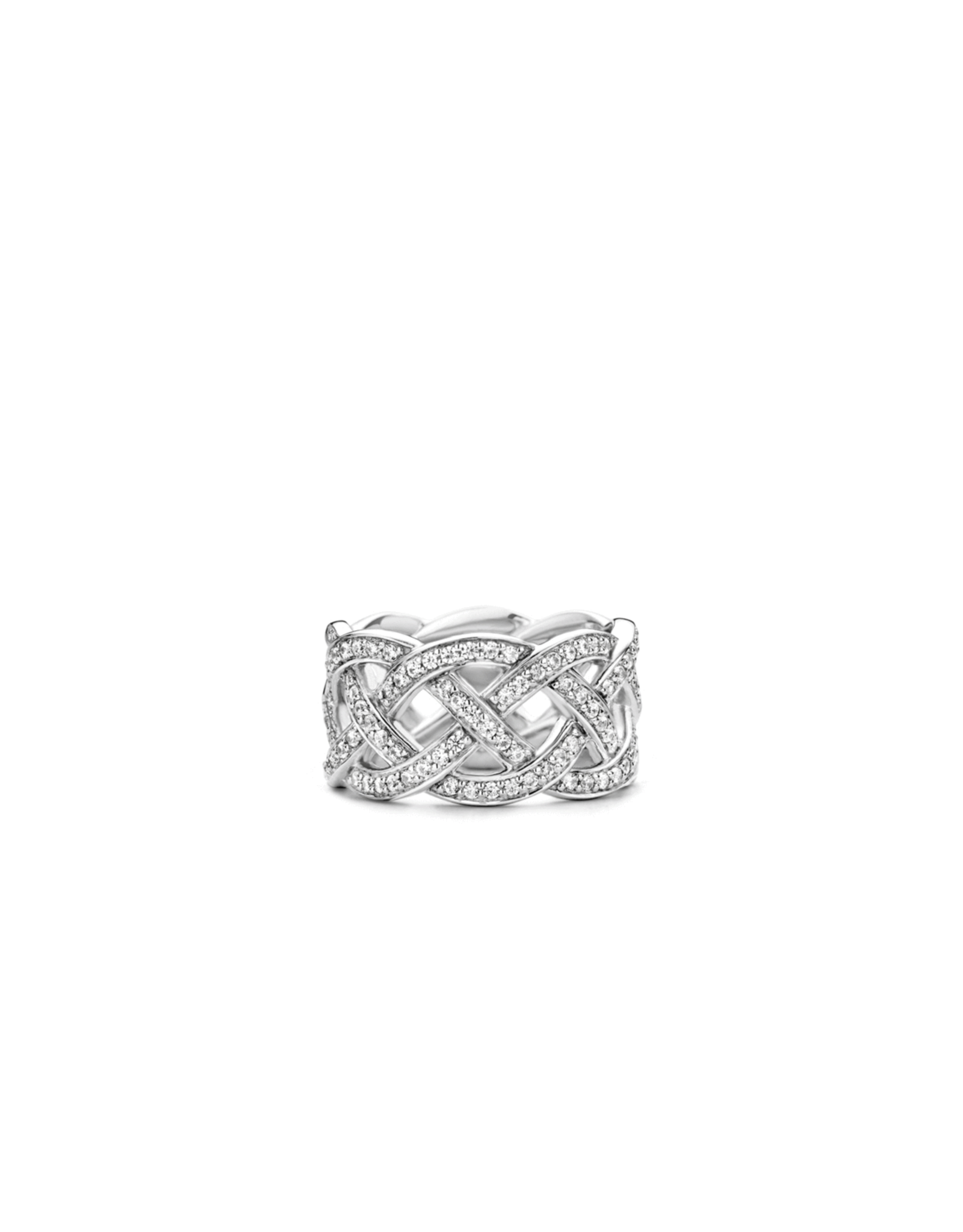 Silver Interlaced Ring with Zirconias - 12026ZI/56