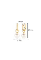 Yellow Gold Plated Pearl Dangle Earrings- 7848PW