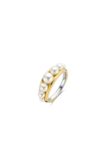 Yellow Plated Graduated Pearl Ring- 12232PW