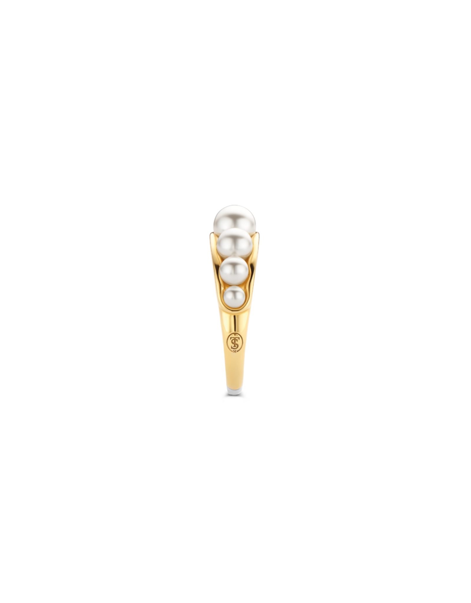 Yellow Plated Graduated Pearl Ring- 12232PW