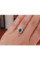 14K White Gold Emerald and Diamond Ring, E: 0.73cts,  D: 0.50cts