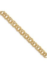 14K Yellow Gold Classic Double Spiral Charm Bracelet, 7.25"