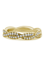 14K Yellow Gold Twisted Diamond Infinity Ring, D: 0.25ct