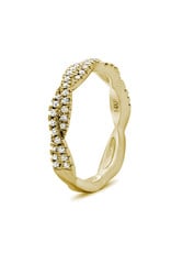 14K Yellow Gold Twisted Diamond Infinity Ring, D: 0.25ct