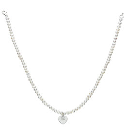 Girls Freshwater Pearl Necklace with Heart and Daisy Charm