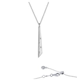 Silver Matte Icicle Drop Necklace with Zirconias