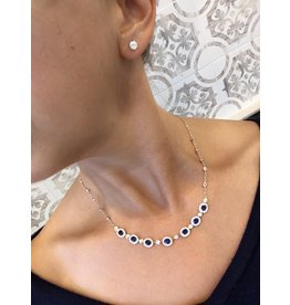 18K W/G Oval Sapphire & Diamond Necklace
