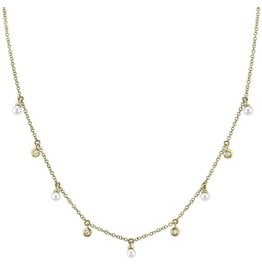 14K Y/G Cultured Pearl and Diamond Dangle Necklace,  D: 0.04ct